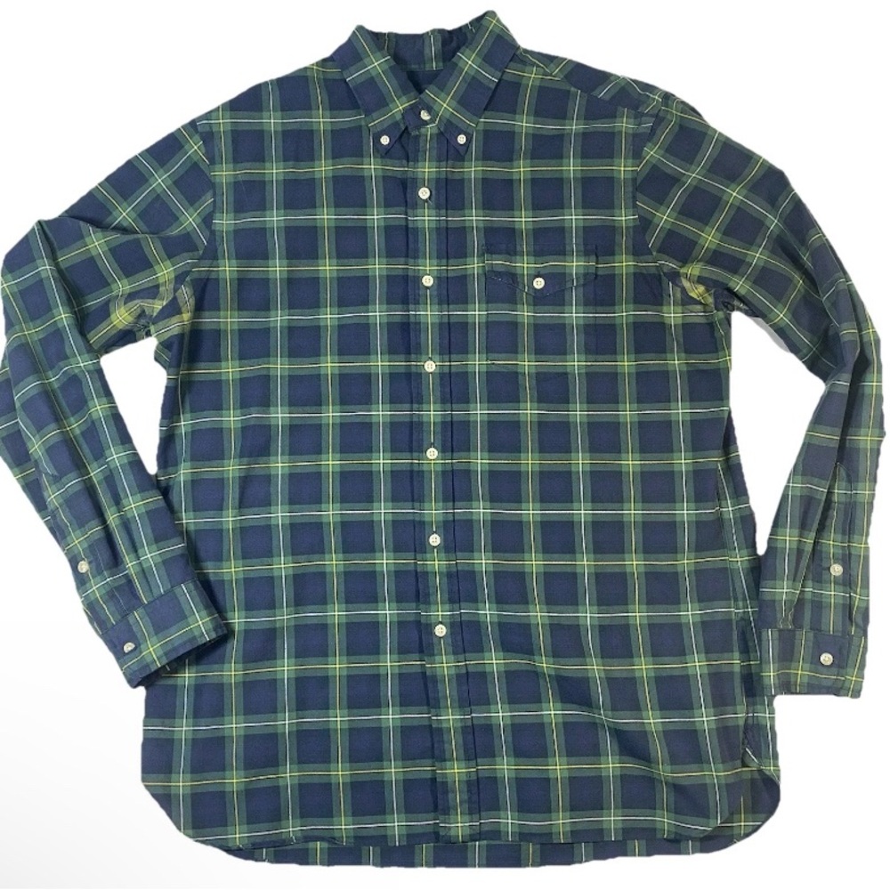 Ralph Lauren Shirt Men’s Size Large Long Sleeve Green Classic 100% Cotton Plaid